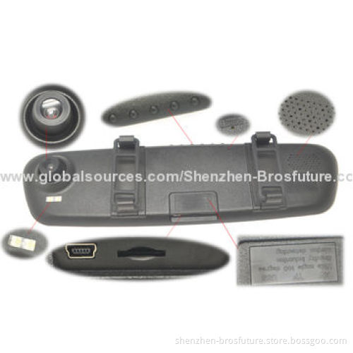 Car Rear-view Mirrors/DVRs, HD 720P Resolution, 2.4-inch Screen, Built-in 3.7V/110mAh Li-ion Battery